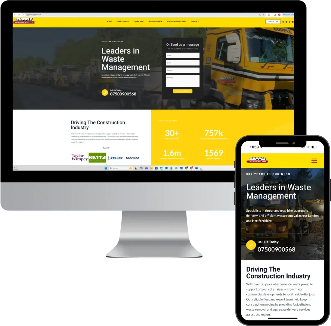 Supple Transport website shown on desktop and mobile